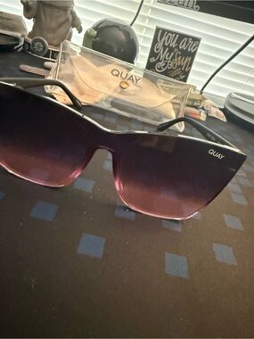 Quay Australia Oversized Purple Gradient Shield Sunglasses